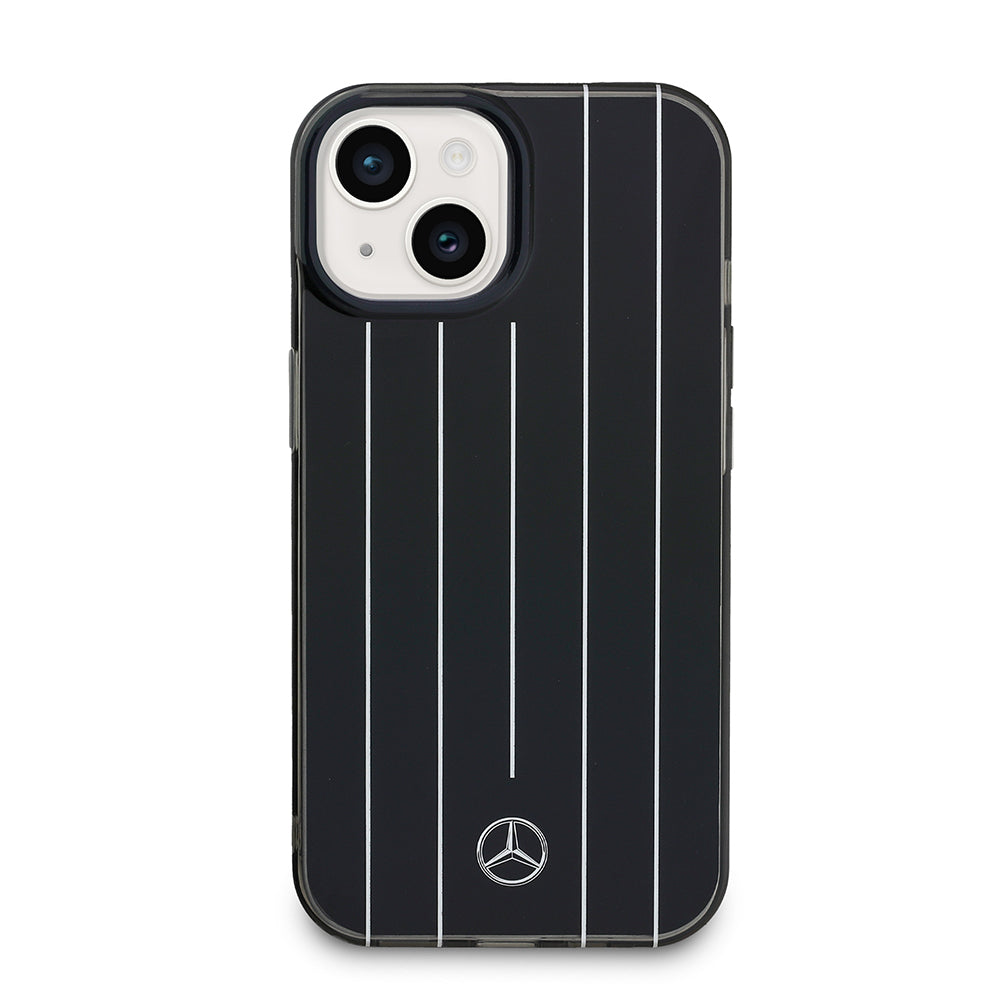 Apple iPhone 15 Kılıf Mercedes Benz Orjinal Lisanslı New Urban 3 IML Baskılı Paralel Çizgi Desenli Kapak Beyaz