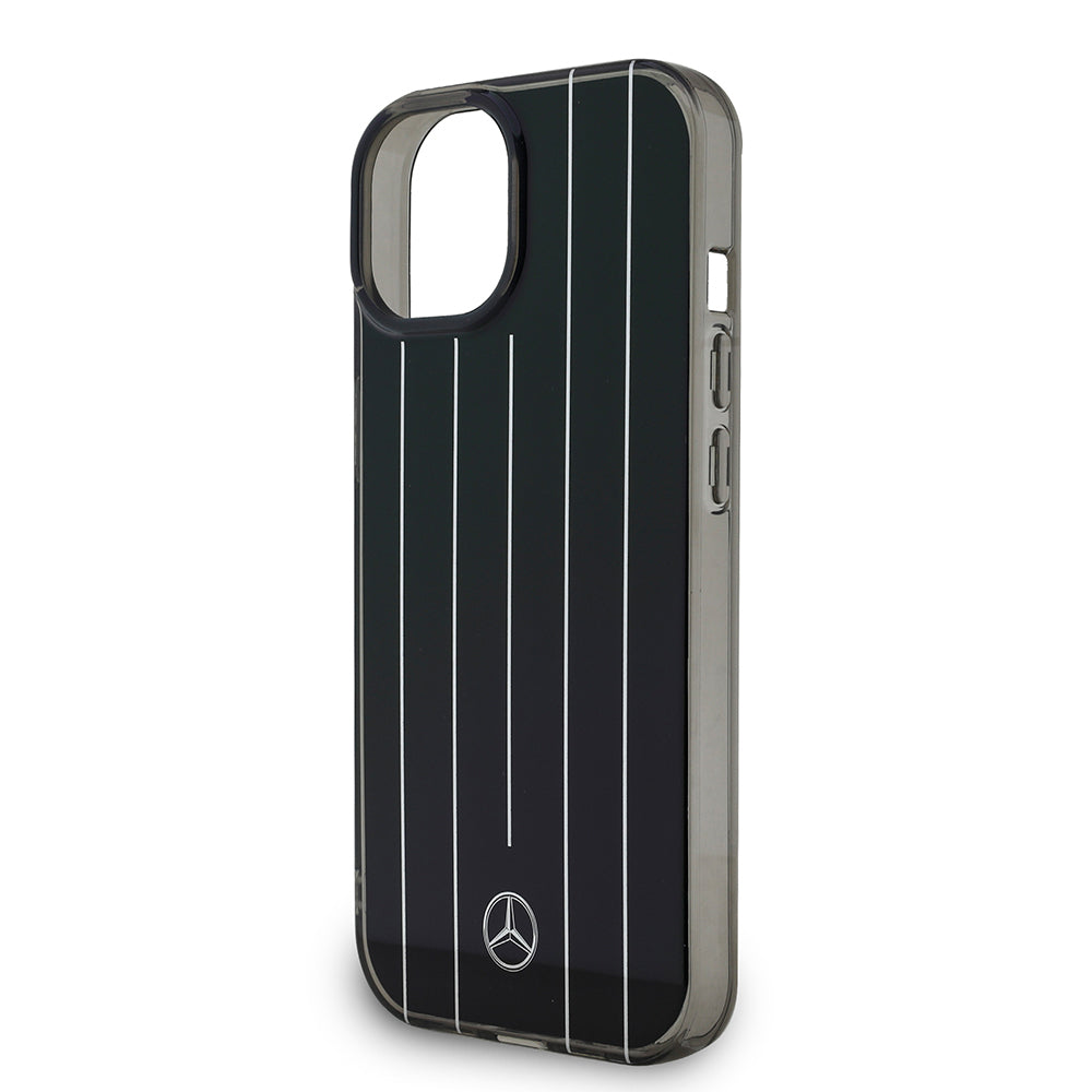 Apple iPhone 15 Kılıf Mercedes Benz Orjinal Lisanslı New Urban 3 IML Baskılı Paralel Çizgi Desenli Kapak Beyaz