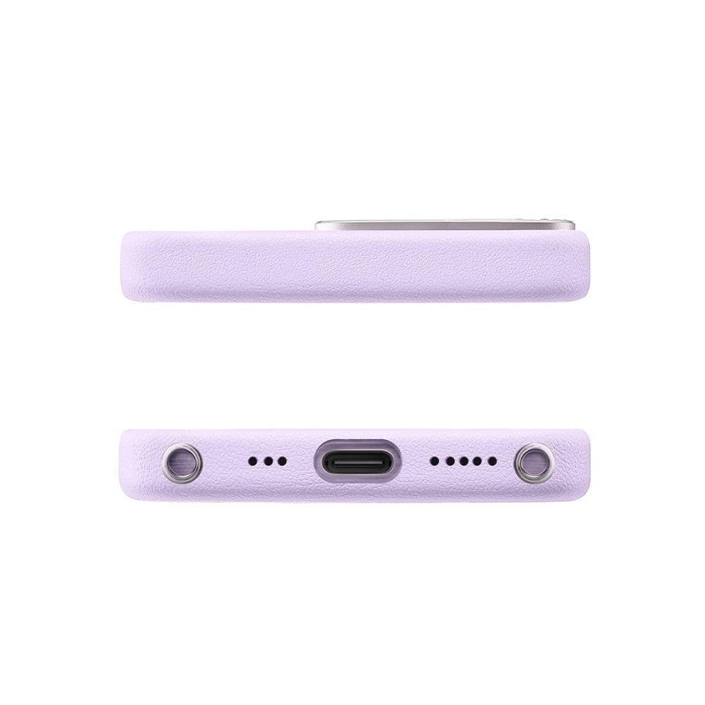 Apple iPhone 15 Kılıf Suni Deri Tasarımlı Pynana Starry Serisi Kapak Lila