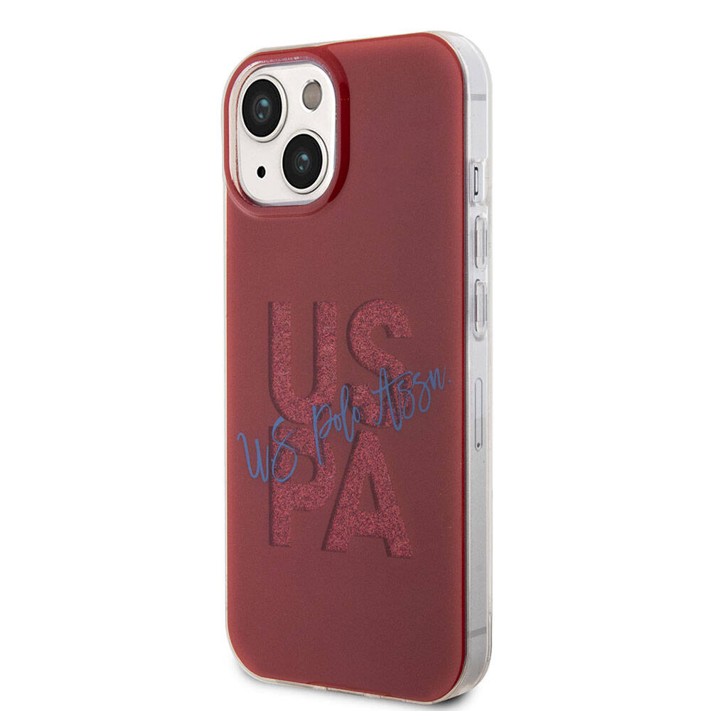 Apple iPhone 15 Kılıf U.S. Polo Assn. Orjinal Lisanslı Simli Parlak Alfabe Tasarım Kapak Lacivert