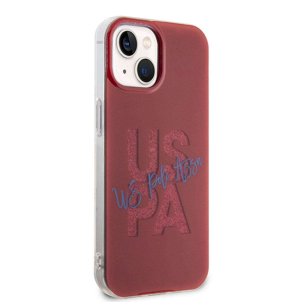 Apple iPhone 15 Case US Polo Assn. Original Licensed Glitter Shiny Alphabet Design Cover Blue