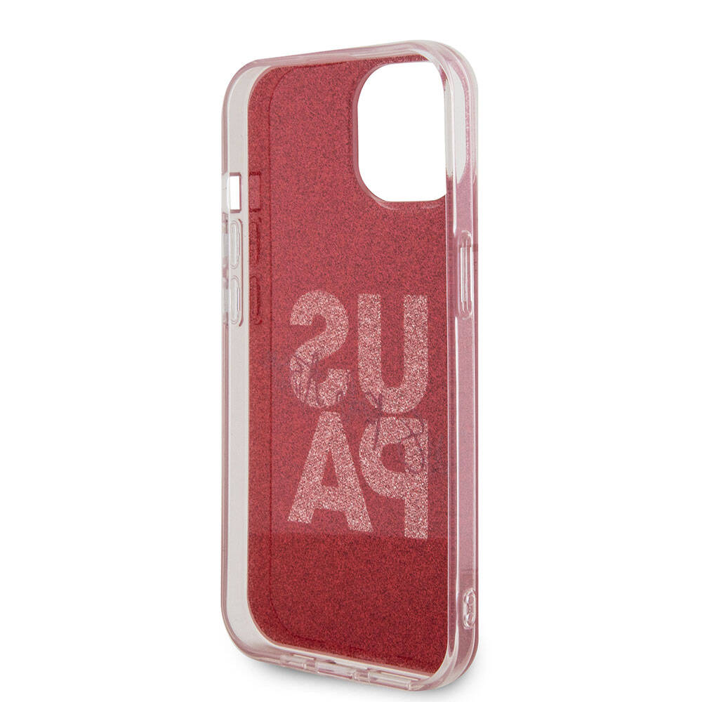 Apple iPhone 15 Case US Polo Assn. Original Licensed Glitter Shiny Alphabet Design Cover Blue