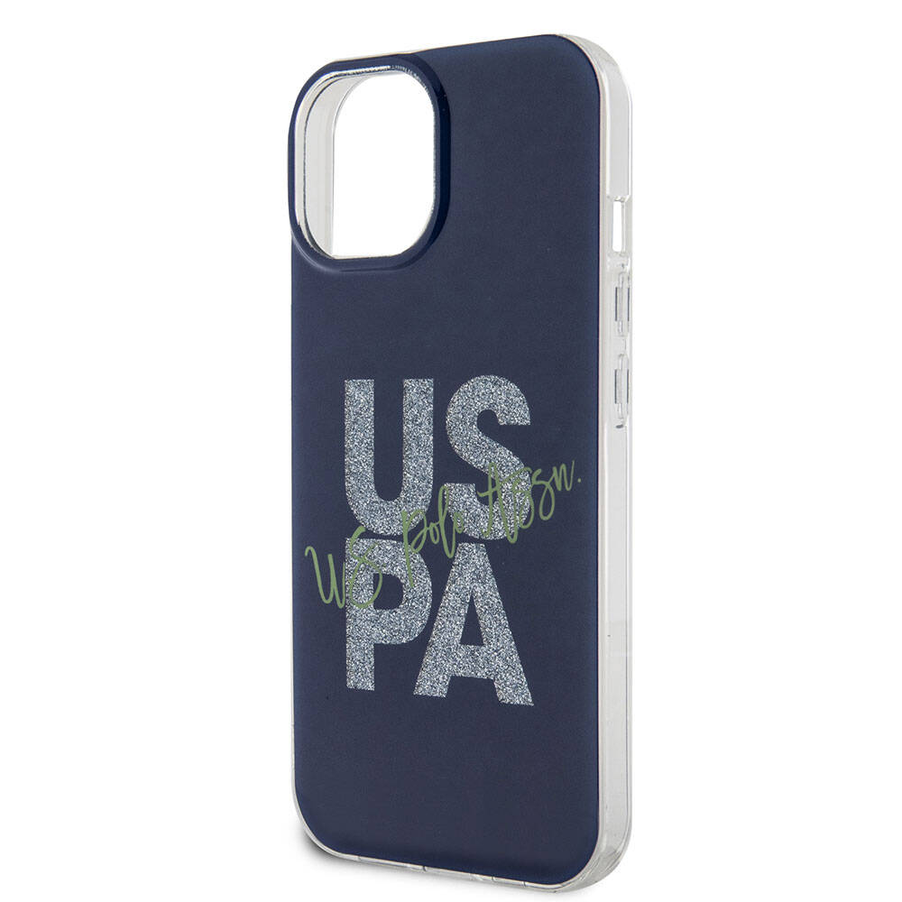 Apple iPhone 15 Case US Polo Assn. Original Licensed Glitter Shiny Alphabet Design Cover Red