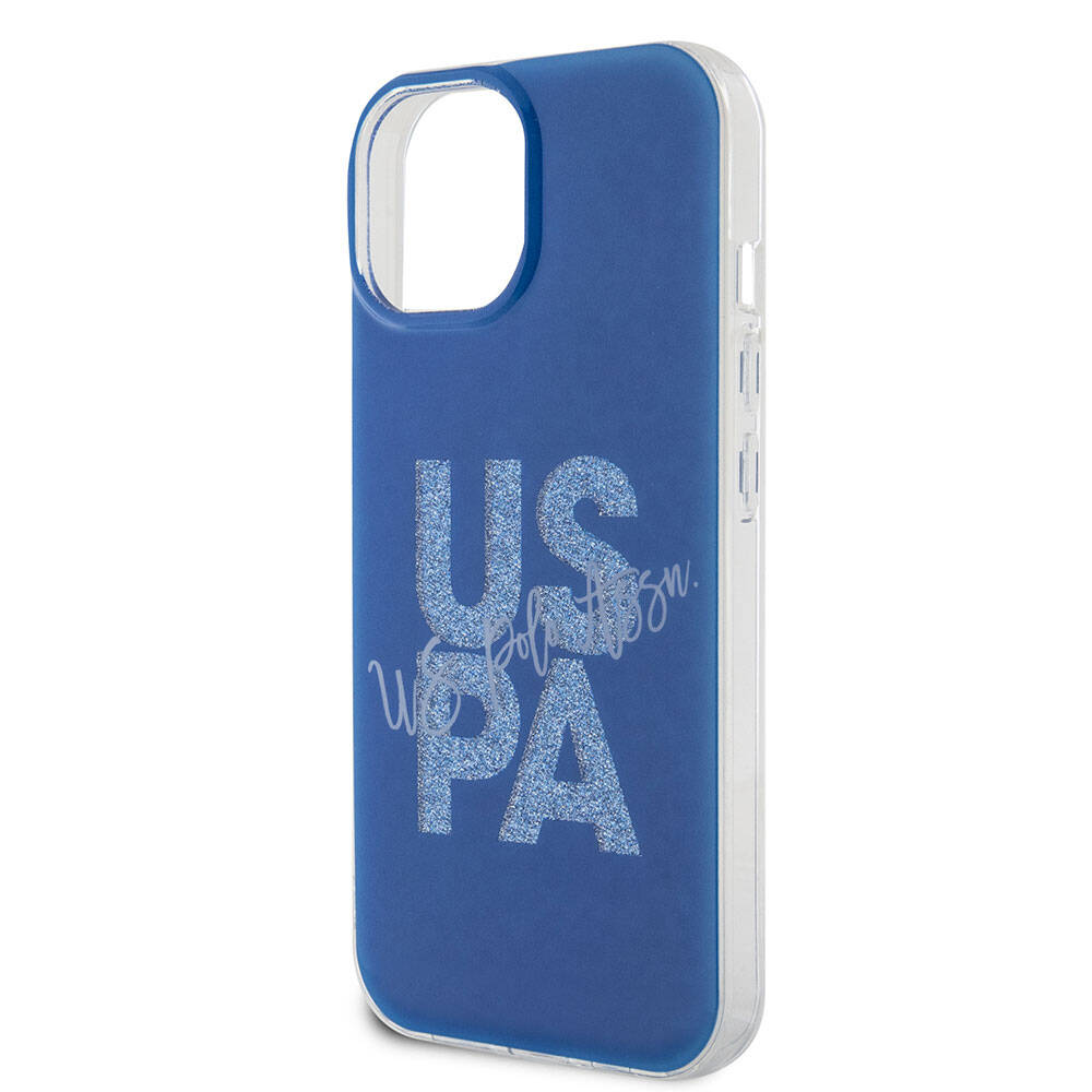Apple iPhone 15 Case US Polo Assn. Original Licensed Glitter Shiny Alphabet Design Cover Red