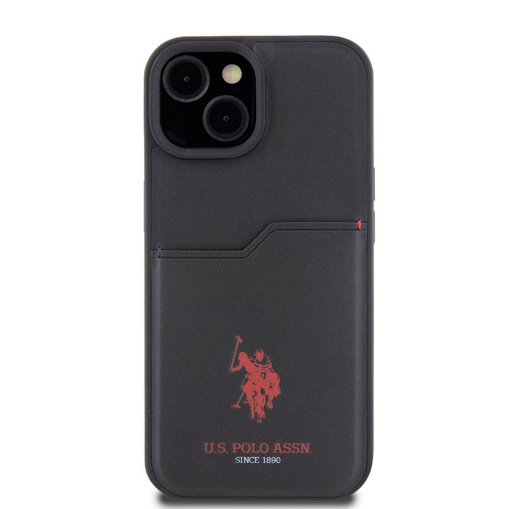 Apple iPhone 15 Case US Polo Assn. Original Licensed Print Logo PU Card Holder Cover Navy Blue