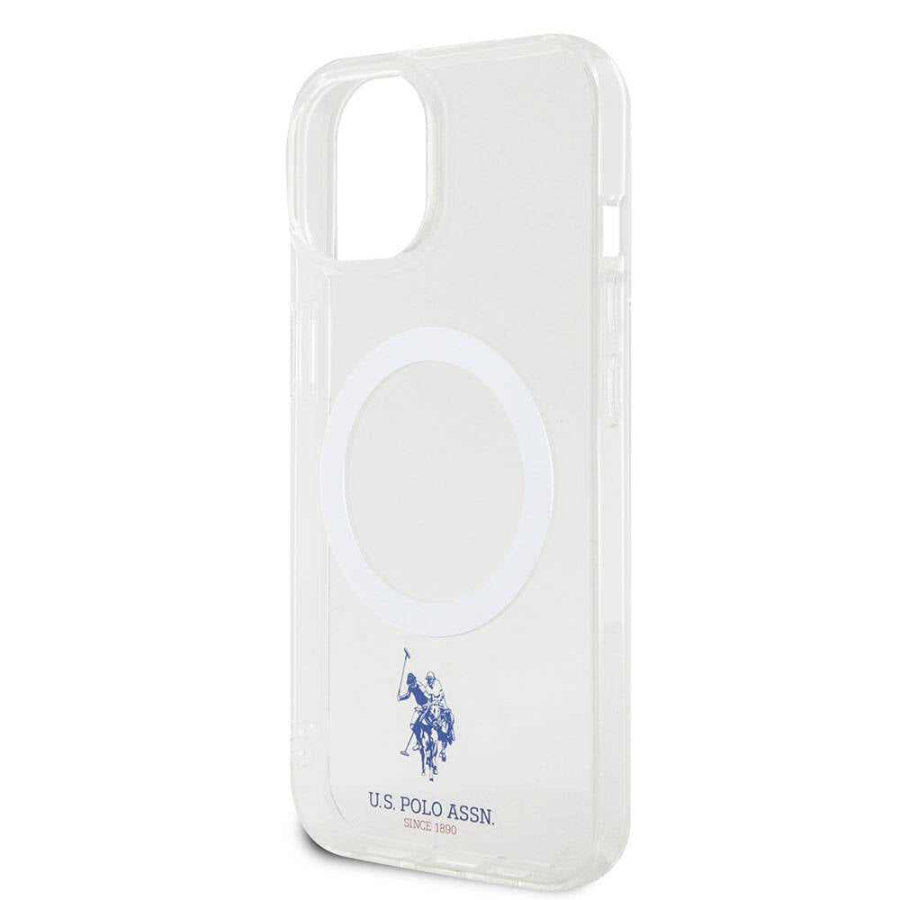 Apple iPhone 15 Case US Polo Assn. Original Licensed M-safe Charging Feature Transparent Design Cover Colorless