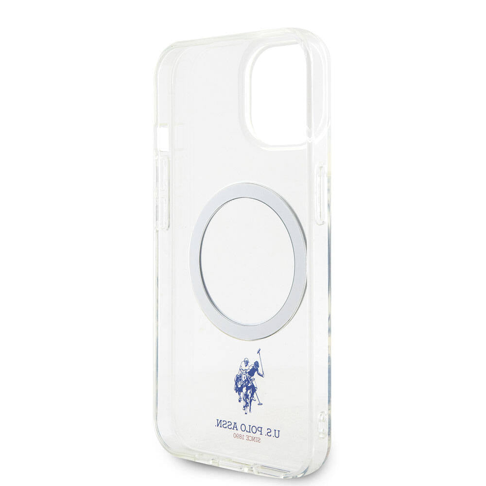 Apple iPhone 15 Case US Polo Assn. Original Licensed M-safe Charging Feature Transparent Design Cover Colorless