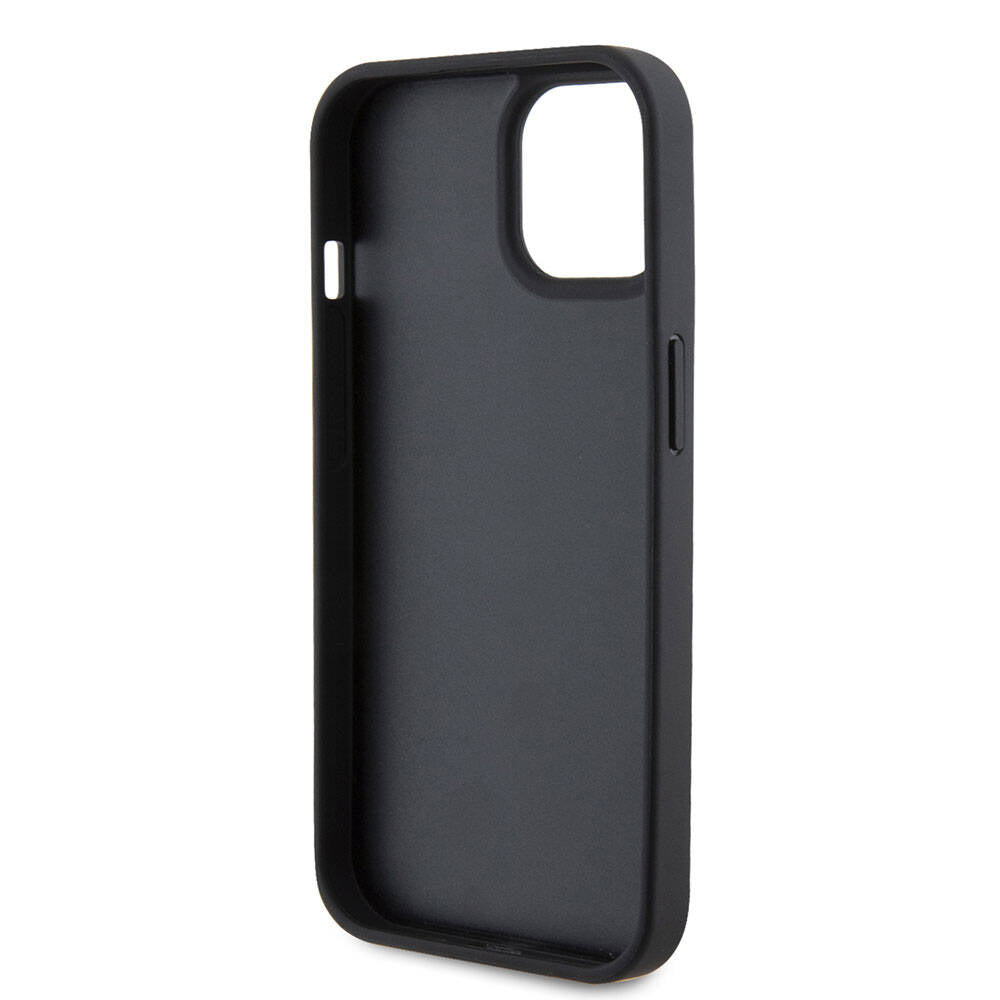 Apple iPhone 15 Case US Polo Assn. Original Licensed Faux Leather Back Cover with Printed Logo and Knitted Pattern Black