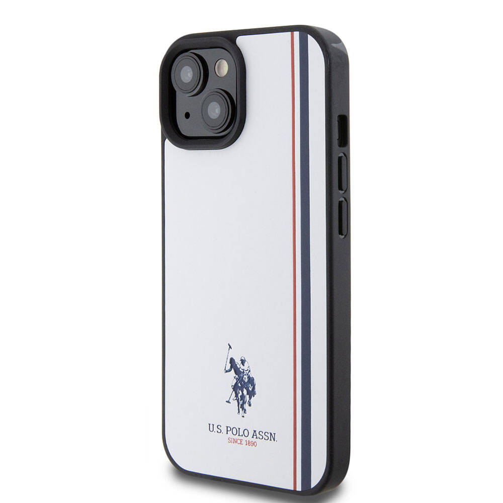 Apple iPhone 15 Case US Polo Assn. Original Licensed Three-Color Stripe Design Print Logo Cover Black