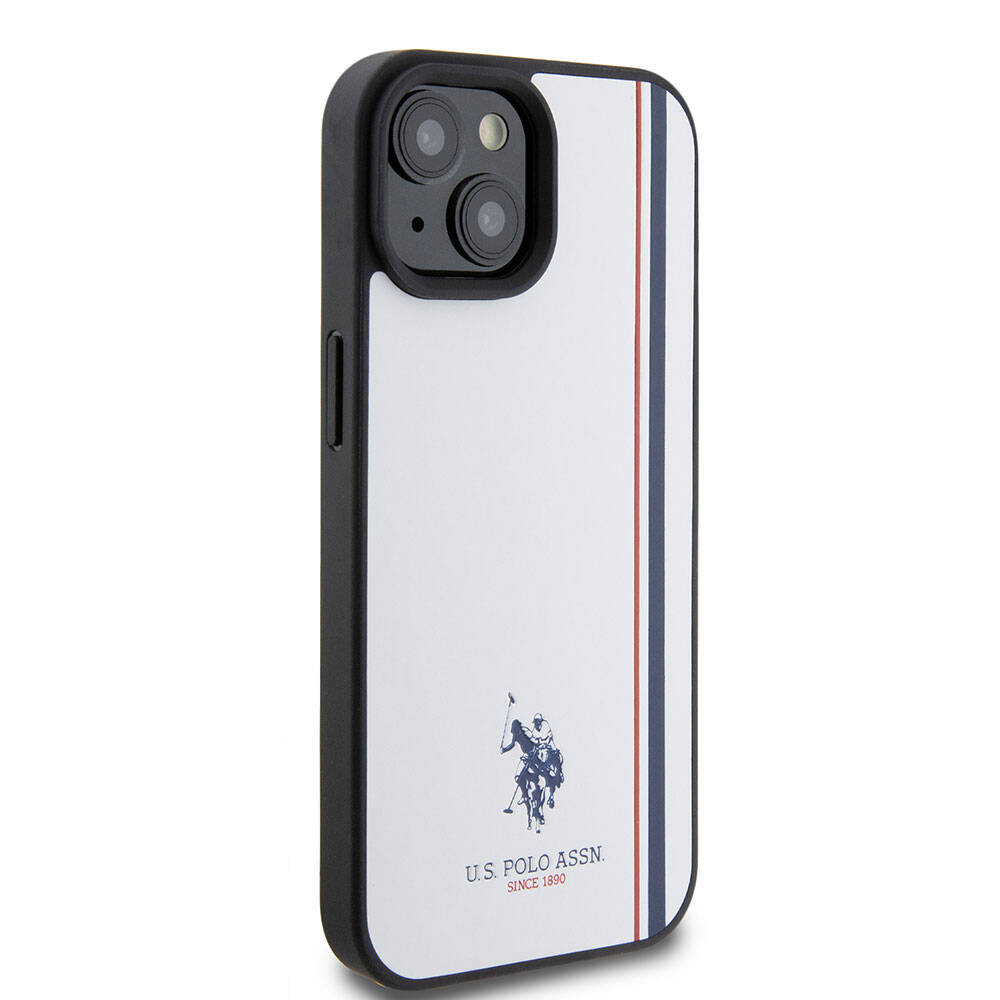Apple iPhone 15 Case US Polo Assn. Original Licensed Three-Color Stripe Design Print Logo Cover Black