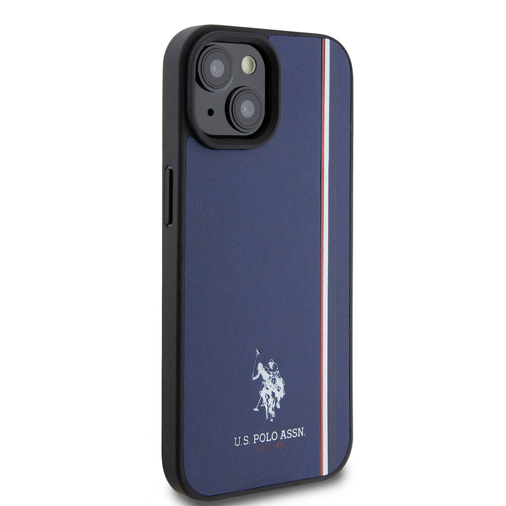 Apple iPhone 15 Case US Polo Assn. Original Licensed Three-Color Stripe Design Print Logo Cover Black