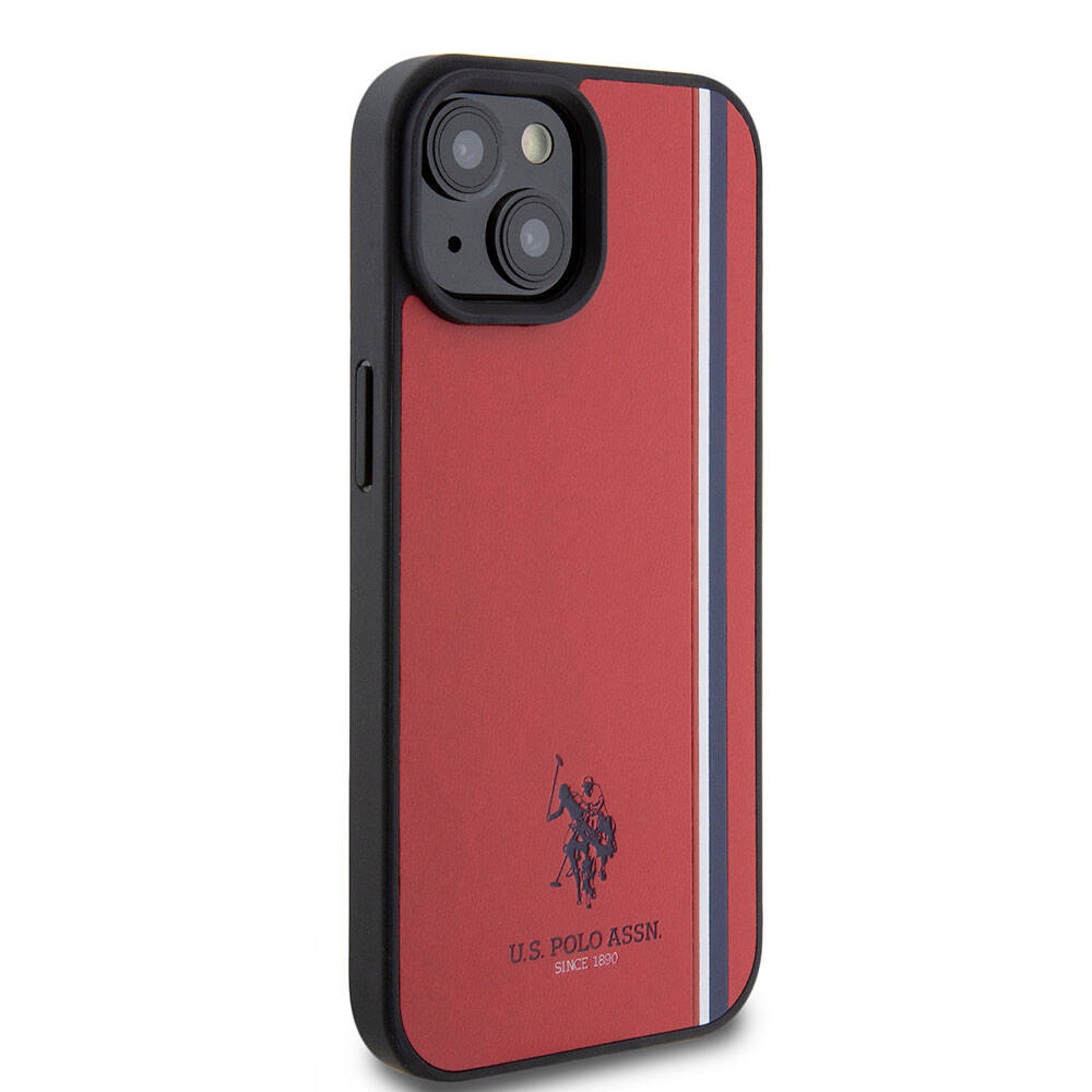 Apple iPhone 15 Kılıf U.S. Polo Assn. Orjinal Lisanslı Üç Renk Şerit Tasarımlı Baskı Logolu Kapak Lacivert