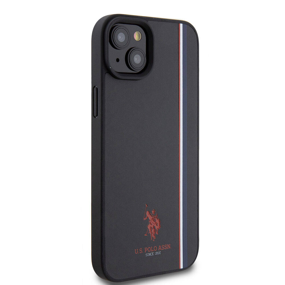 Apple iPhone 15 Case US Polo Assn. Original Licensed Three Color Stripe Design Print Logo Cover Navy Blue