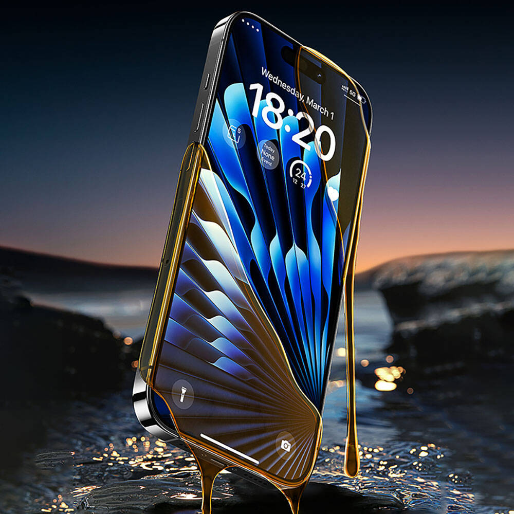 Apple iPhone 15 Plus Benks Glass Warrior Safir Coating Ekran Koruyucu + Kolay Uygulama Aparatlı Siyah