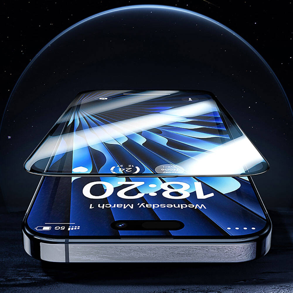 Apple iPhone 15 Plus Benks Glass Warrior Safir Coating Ekran Koruyucu + Kolay Uygulama Aparatlı Siyah