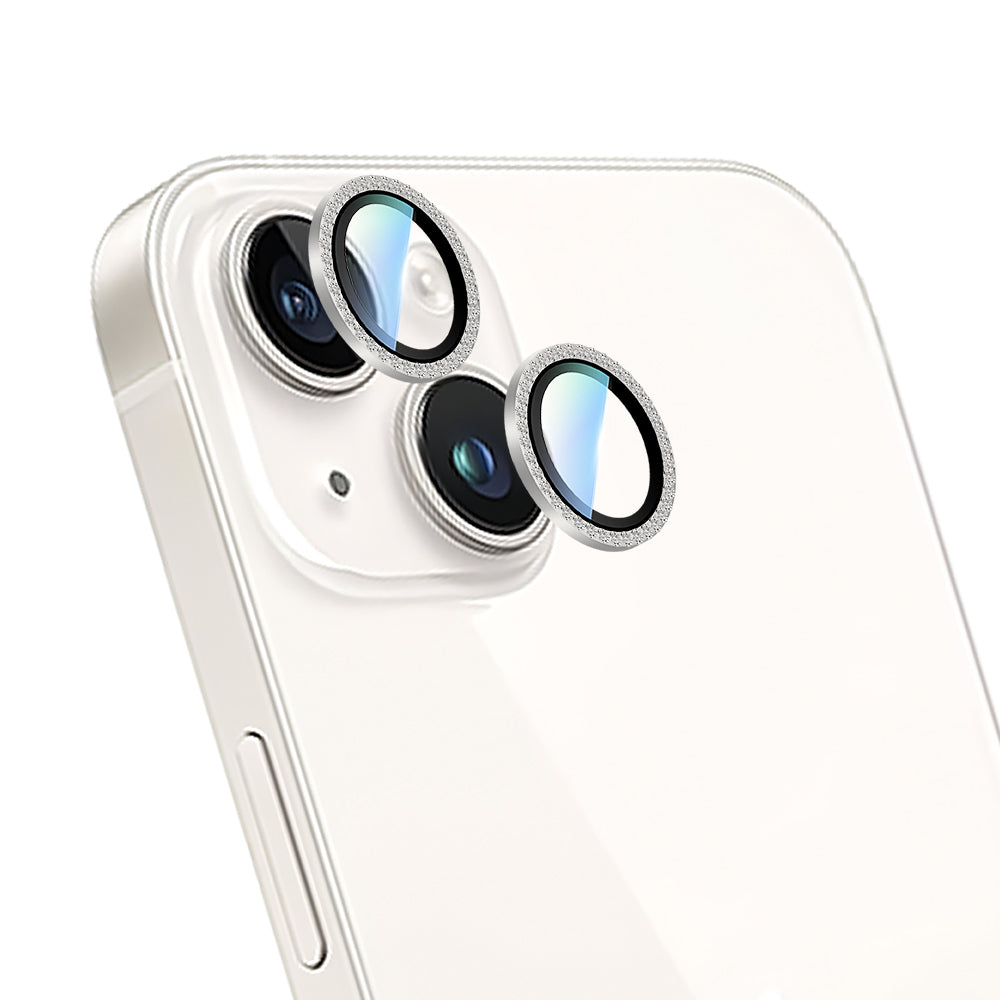 Apple iPhone 15 Plus CaseWorld Alloy Sparkling Diamond Series Stone Lens Protector Silver