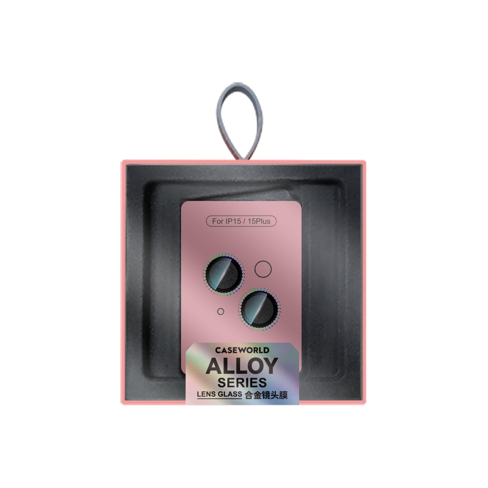 Apple iPhone 15 Plus CaseWorld Alloy Sparkling Diamond Serisi Taşlı Lens Koruyucu Colorful