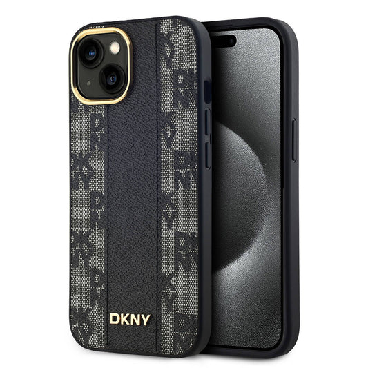 Apple iPhone 15 Plus Kılıf DKNY Orjinal Lisanslı M-safe Şarj Özellikli 3D Yazılı Checkered Pattern Kapak
