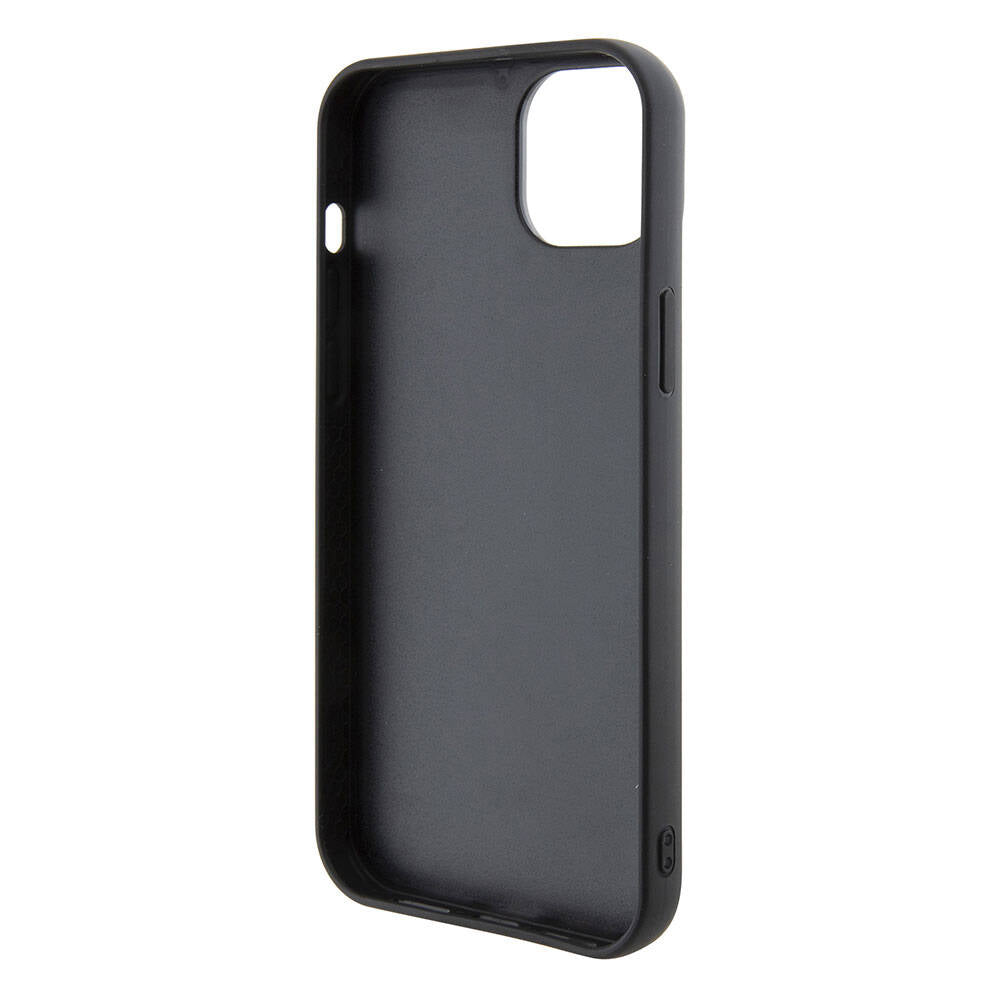 Apple iPhone 15 Plus Case Ferrari Original Licensed M-Safe Charging Feature Metal Logo PU Carbon Cover Black
