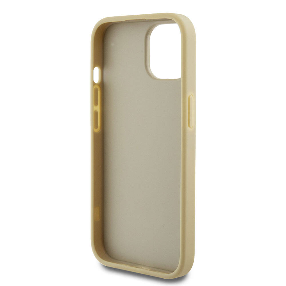 Apple iPhone 15 Plus Case Guess Original Licensed 4G Large Metal Logo Glitter Cover Gold