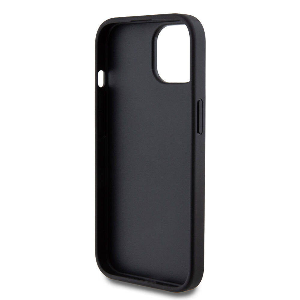 Apple iPhone 15 Plus Case Guess Original Licensed 4G Large Metal Logo Glitter Cover Black