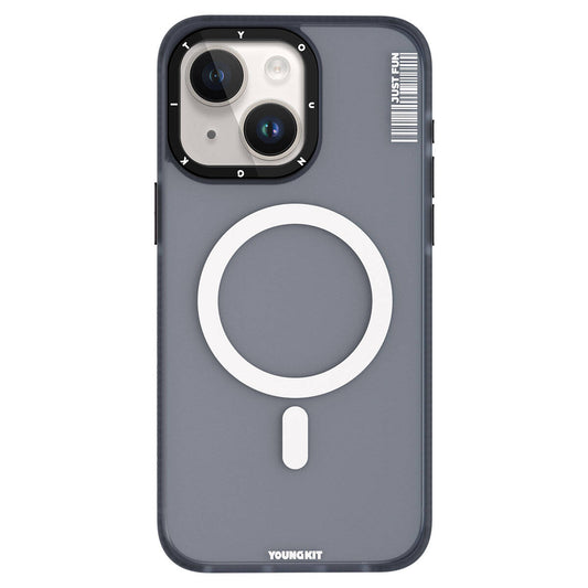 Apple iPhone 15 Plus Kılıf M-safe Şarj Özellikli Youngkit Colored Sand Serisi Kapak Siyah