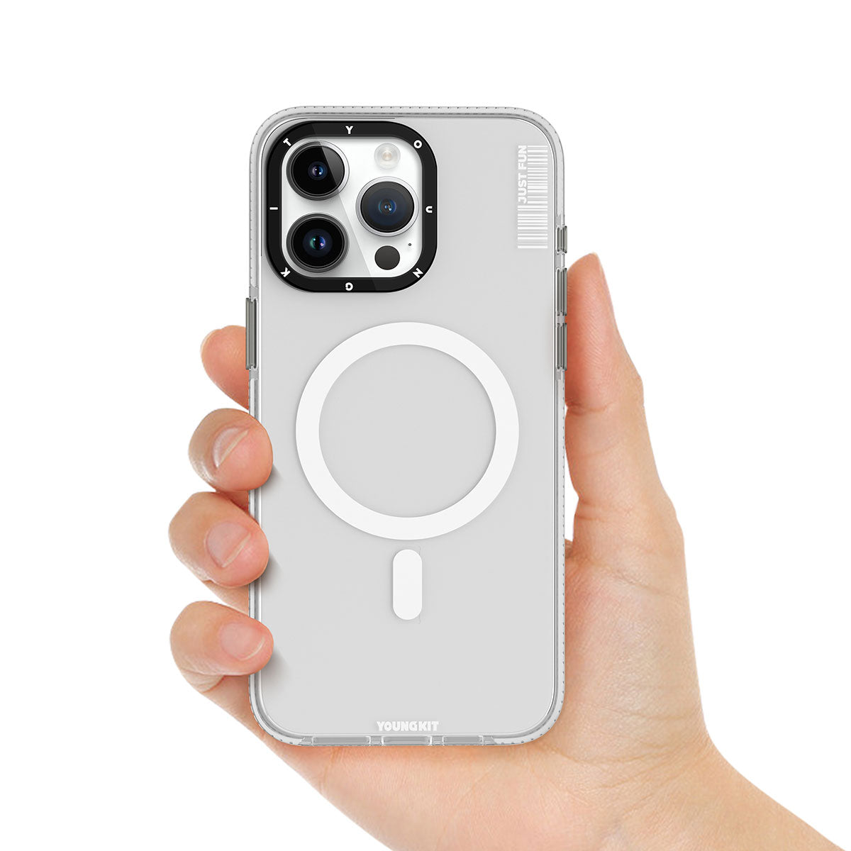 Apple iPhone 15 Plus Case M-safe Charging Feature YoungKit Crystal Color Series Cover White