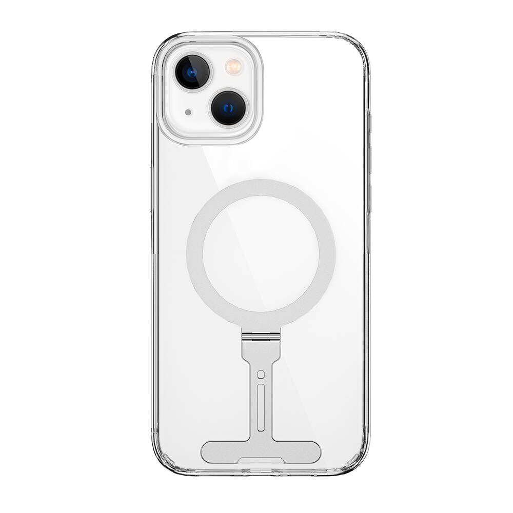 Apple iPhone 15 Plus Case Wiwu FYY-014 M-safe Charging Feature Aluminum Alloy Metal Stand Transparent Cover Colorless