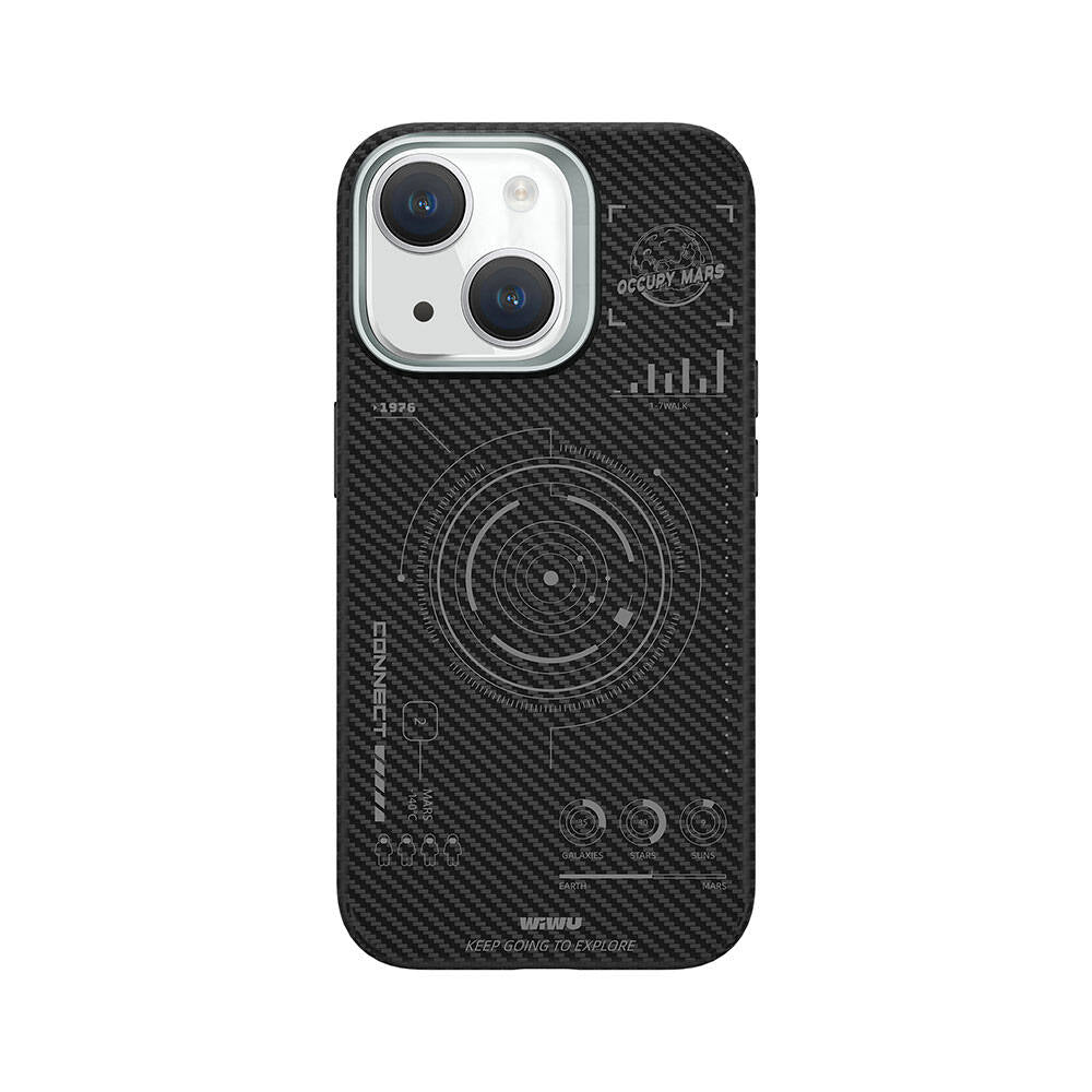 Apple iPhone 15 Plus Case Wiwu HHX-016 Carbon Fiber 600D Mars Kevlar Cover Black