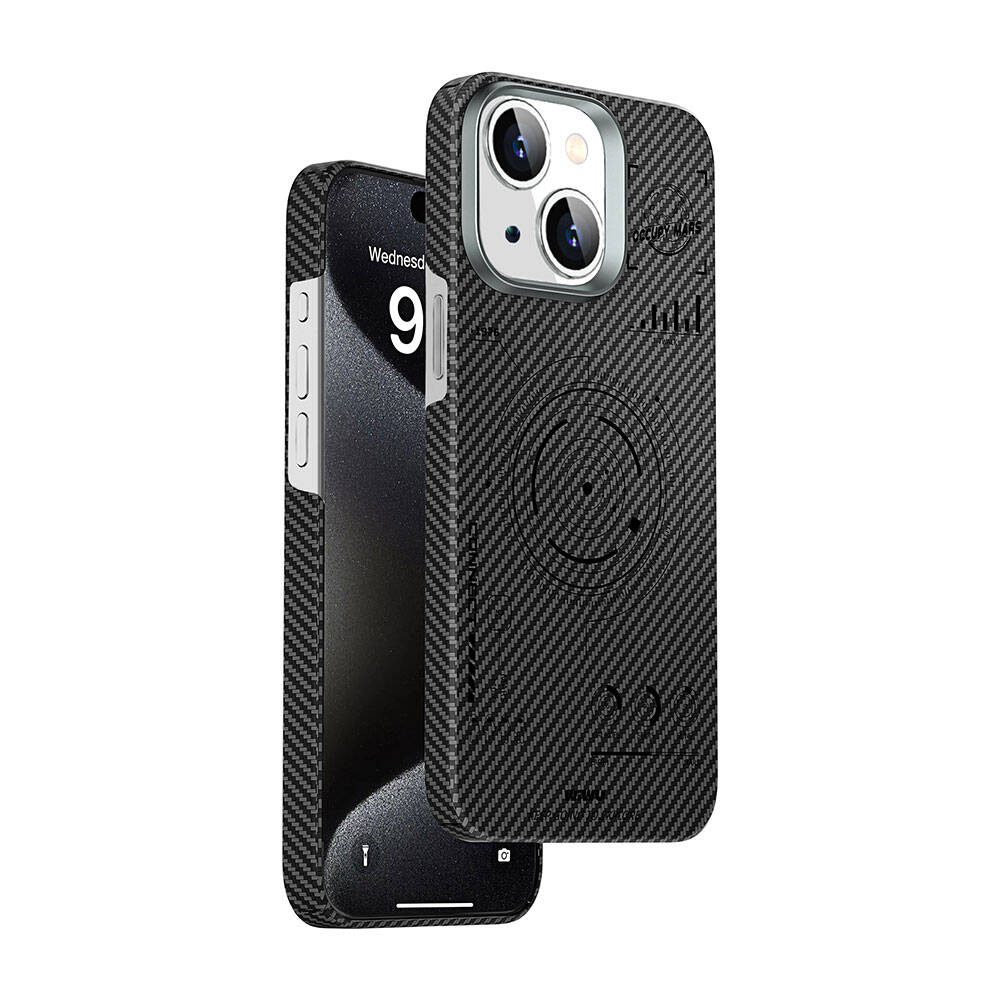 Apple iPhone 15 Plus Case Wiwu HHX-016 Carbon Fiber 600D Mars Kevlar Cover Black