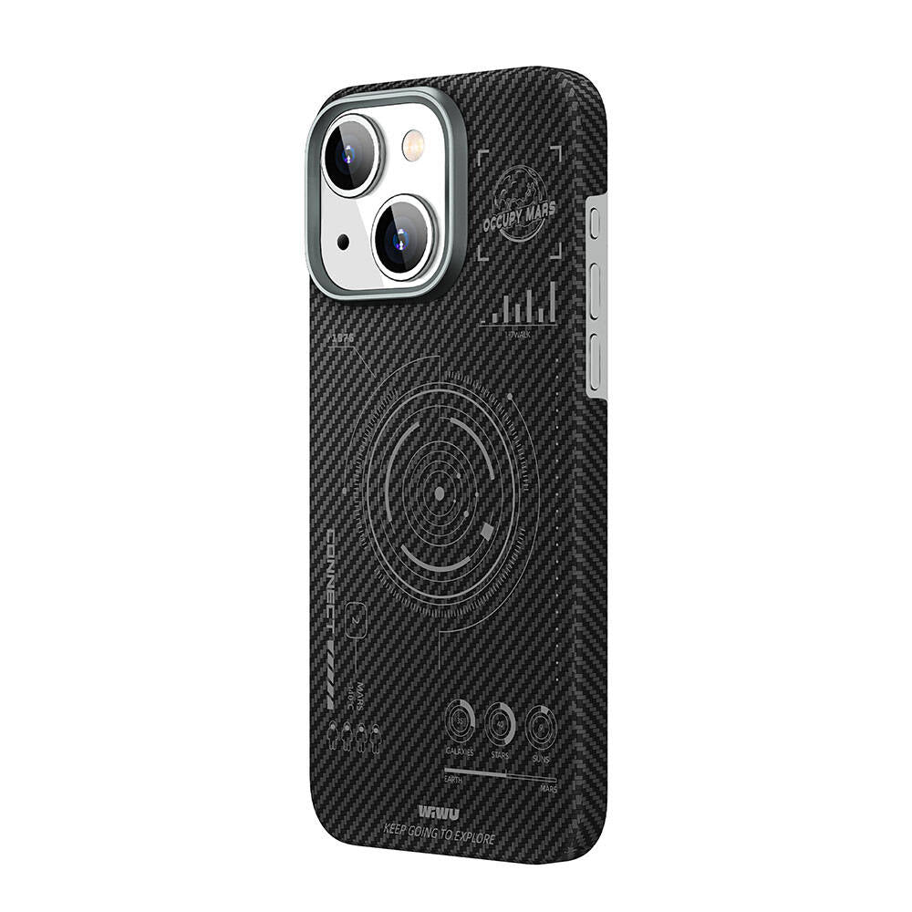 Apple iPhone 15 Plus Case Wiwu HHX-016 Carbon Fiber 600D Mars Kevlar Cover Black