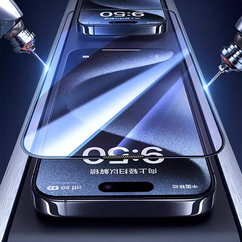 Apple iPhone 15 Plus Wiwu GT-009 Polymer Oleophobic Coating Transparent Smooth Tempered Glass Screen Protector Black