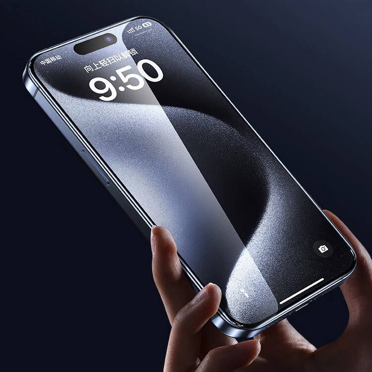 Apple iPhone 15 Plus Wiwu GT-009 Polymer Oleophobic Coating Transparent Smooth Tempered Glass Screen Protector Black