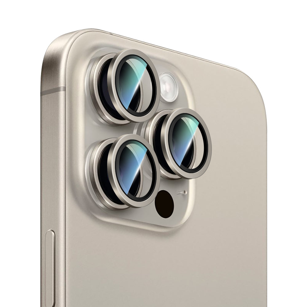 Apple iPhone 15 Pro Max CaseWorld Alloy Serisi Oleofobik Anti Reflective Kamera Lens Koruyucu Gümüş