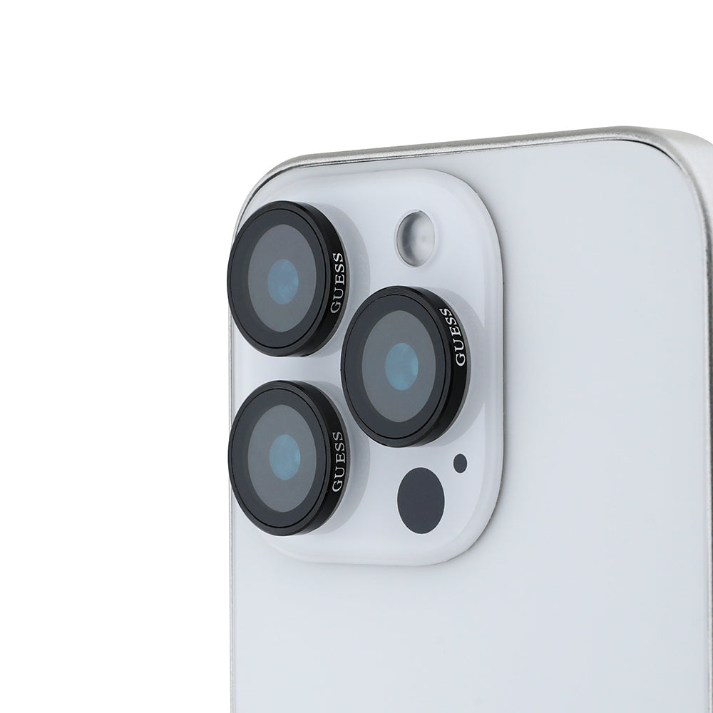Apple iPhone 15 Pro Guess Original Licensed Metal Camera Lens Protector Silver