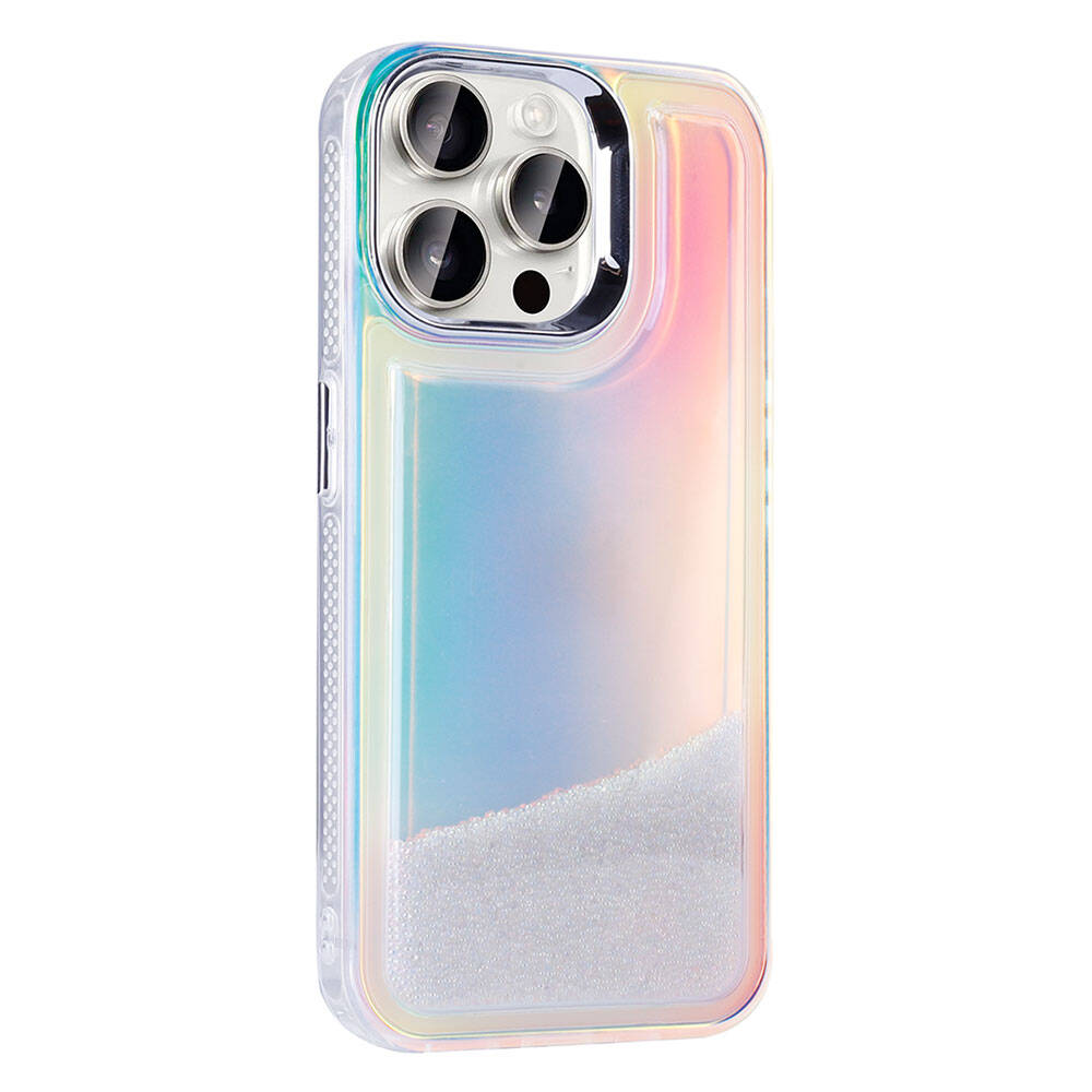 Apple iPhone 15 Pro Airbag Case Colorful Back Surface Bead Design Zore Sand Dune Cover Transparent