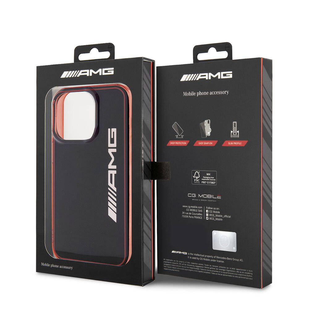 Apple iPhone 15 Pro Case AMG Original Licensed Dual Layer Transparent Large Logo Cover Black