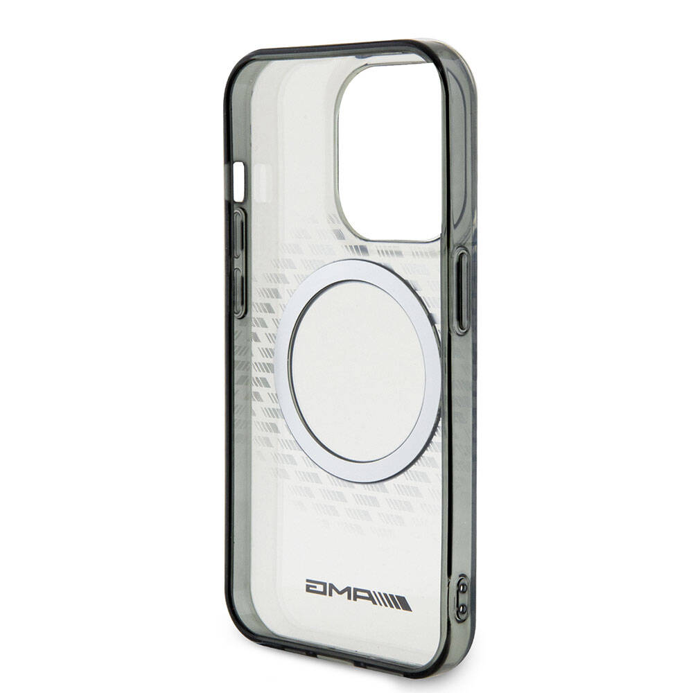 Apple iPhone 15 Pro Case AMG Original Licensed M-safe Charging Feature Transparent Rectangular Patterned Cover Colorless