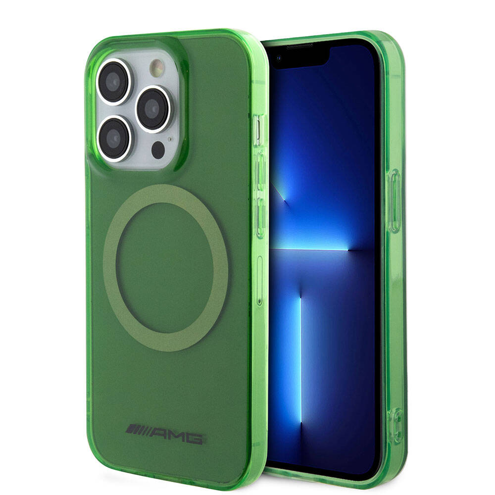 Apple iPhone 15 Pro Case AMG Original Licensed Transparent Cover with M-Safe Charging Function Green