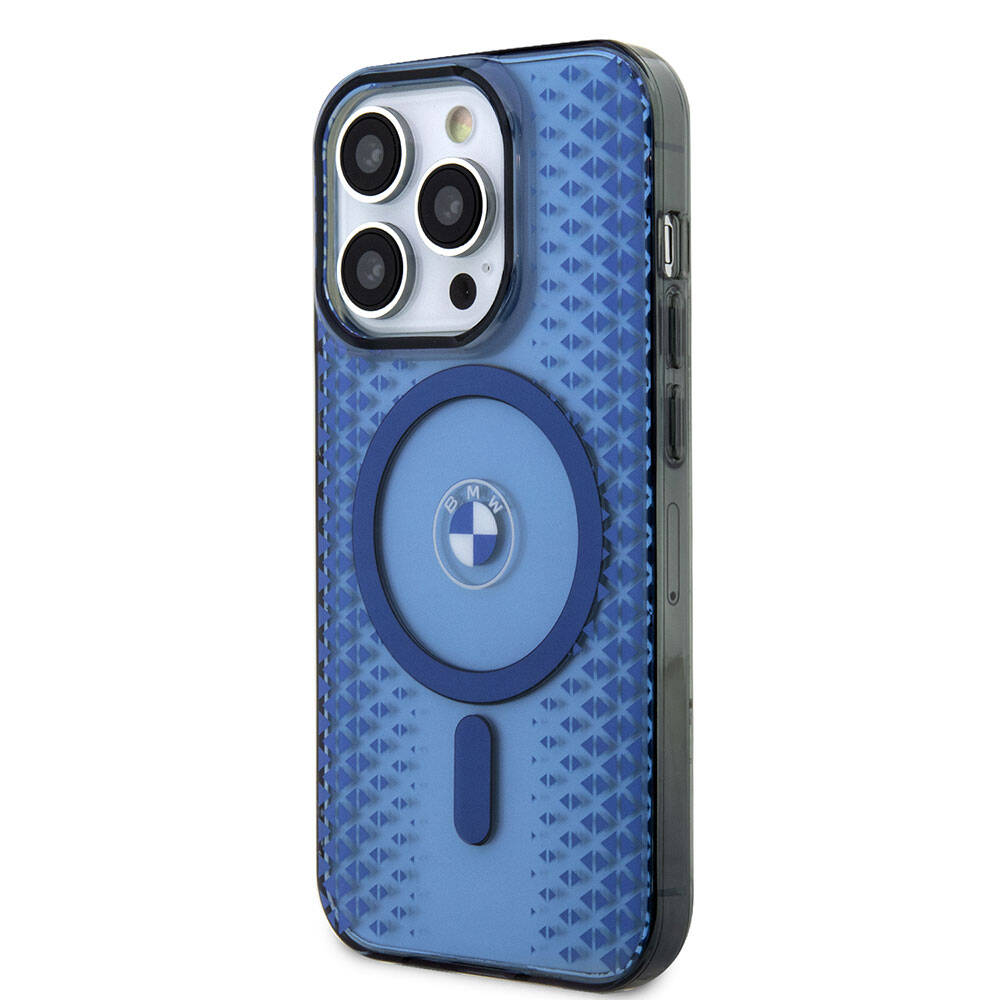 Apple iPhone 15 Pro Case BMW M-safe Charging Feature Transparent IML Signature Original Licensed Cover Blue