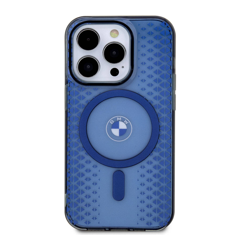Apple iPhone 15 Pro Case BMW M-safe Charging Feature Transparent IML Signature Original Licensed Cover Blue