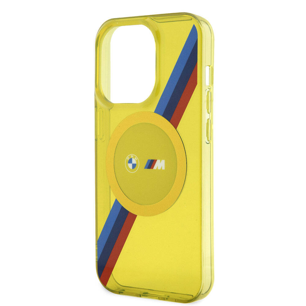Apple iPhone 15 Pro Kılıf BMW M-safe Şarj Özellikli Transparan Tricolor Stripes Orjinal Lisanslı Kapak Gri
