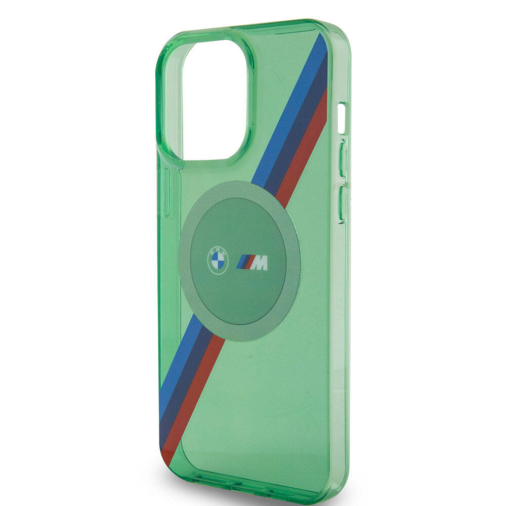 Apple iPhone 15 Pro Kılıf BMW M-safe Şarj Özellikli Transparan Tricolor Stripes Orjinal Lisanslı Kapak Gri