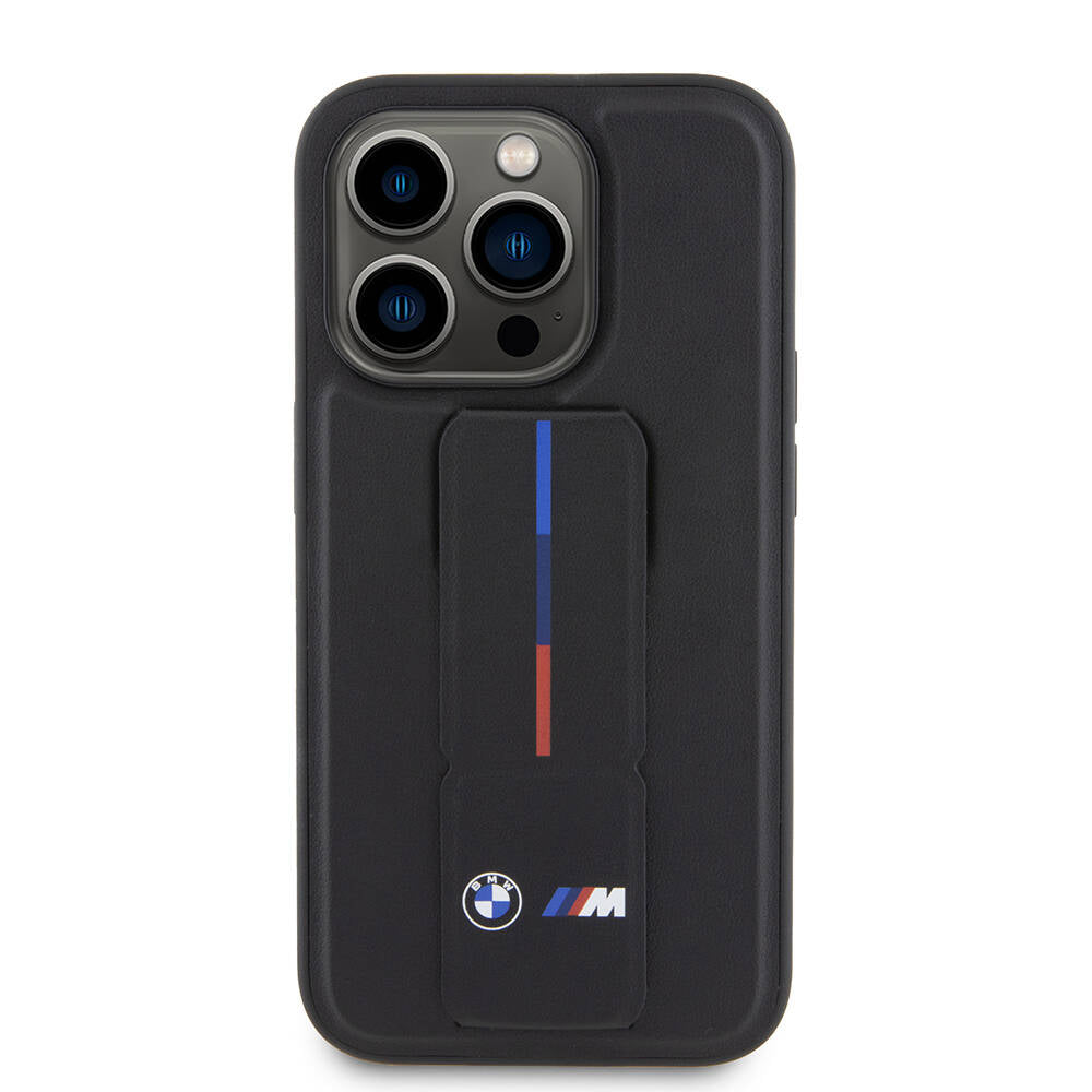 Apple iPhone 15 Pro Case BMW Original Licensed M Stripe and Logo Stand Cover Black