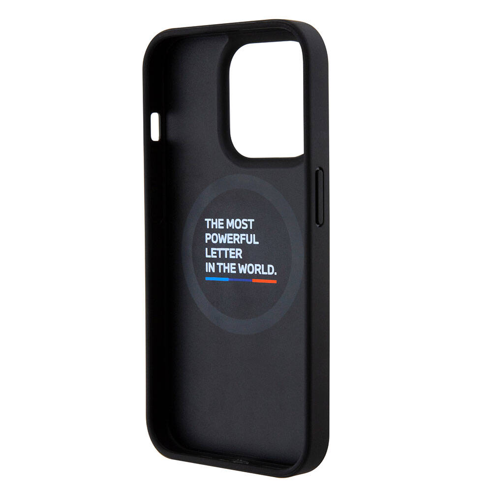 Apple iPhone 15 Pro Case BMW Original Licensed M-Safe Charging Feature PU Carbon Cover Black with M Logo