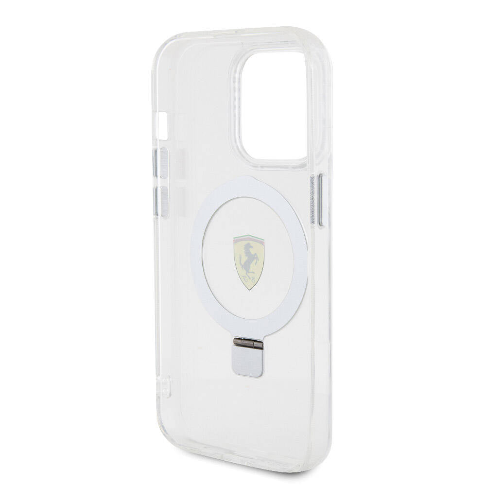 Apple iPhone 15 Pro Case Ferrari M-safe Charging Stand Frosted Surface Design Cover Red