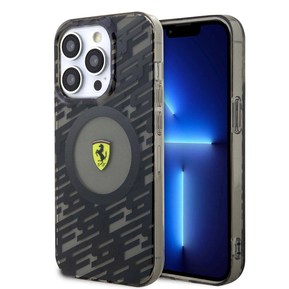 Apple iPhone 15 Pro Case Ferrari Original Licensed M-Safe Charging Feature Multi SF Cover Black