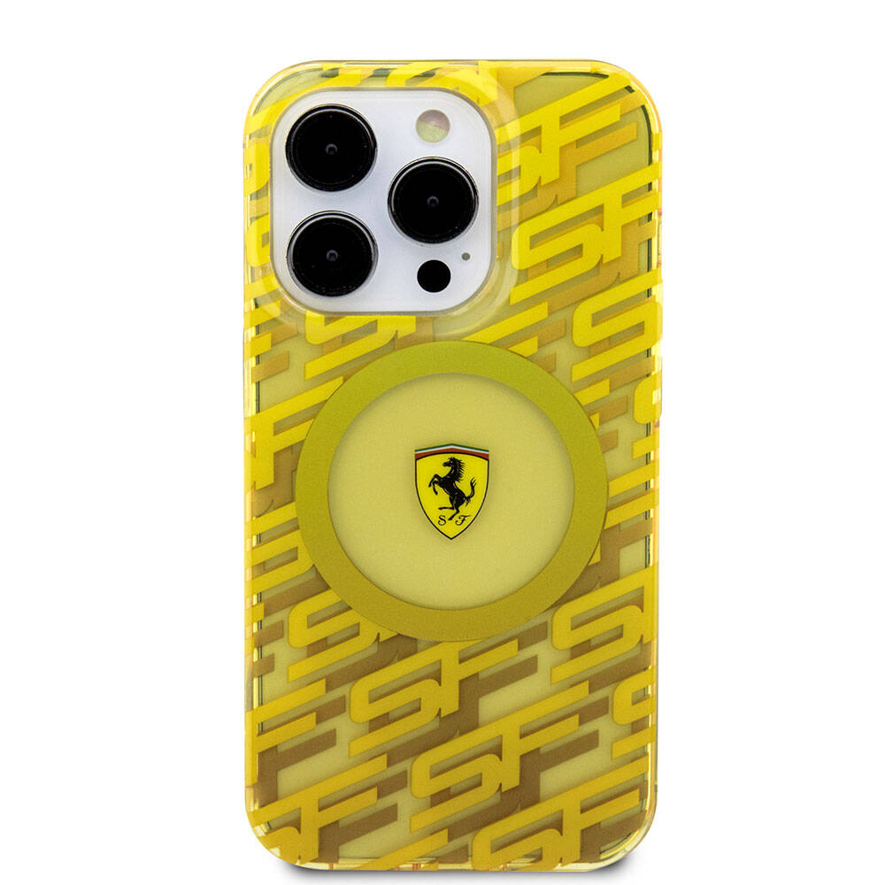 Apple iPhone 15 Pro Case Ferrari Original Licensed M-Safe Charging Feature Multi SF Cover Black