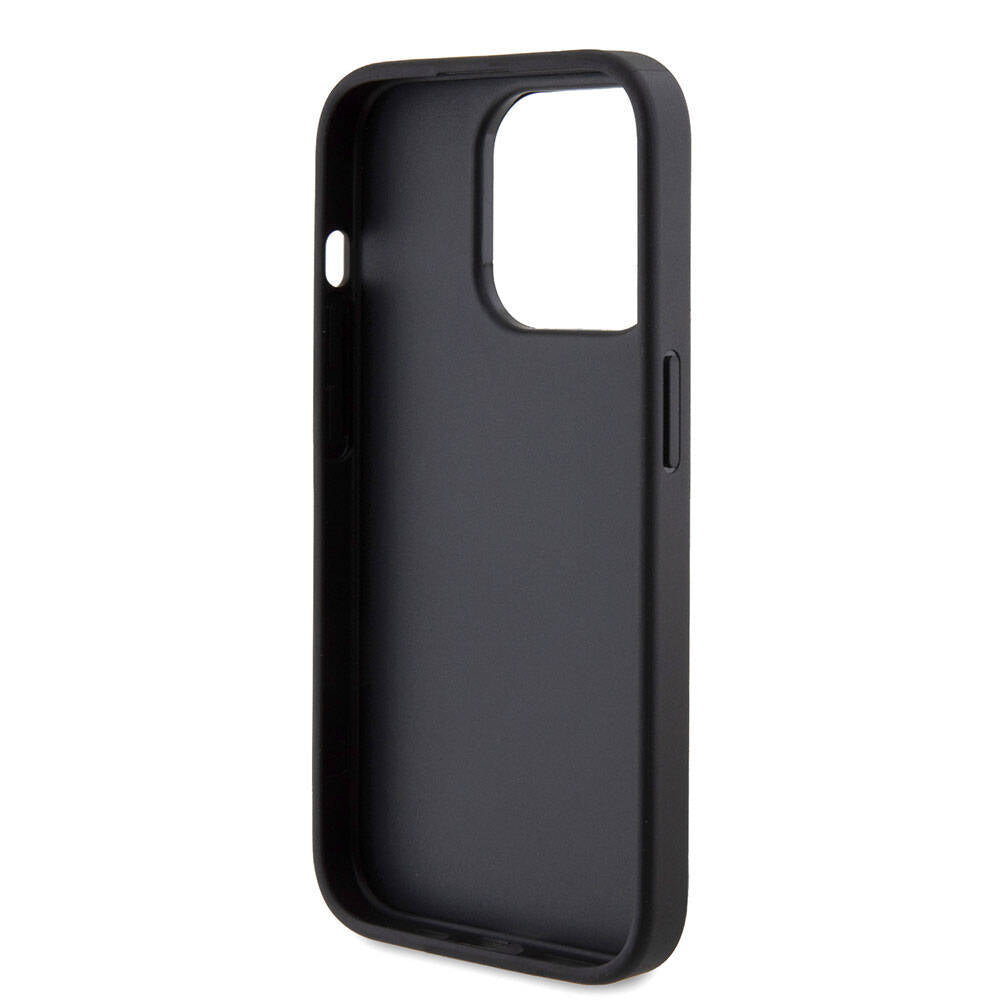 Apple iPhone 15 Pro Case Guess Original Licensed 4G Large Metal Logo Glitter Cover Black