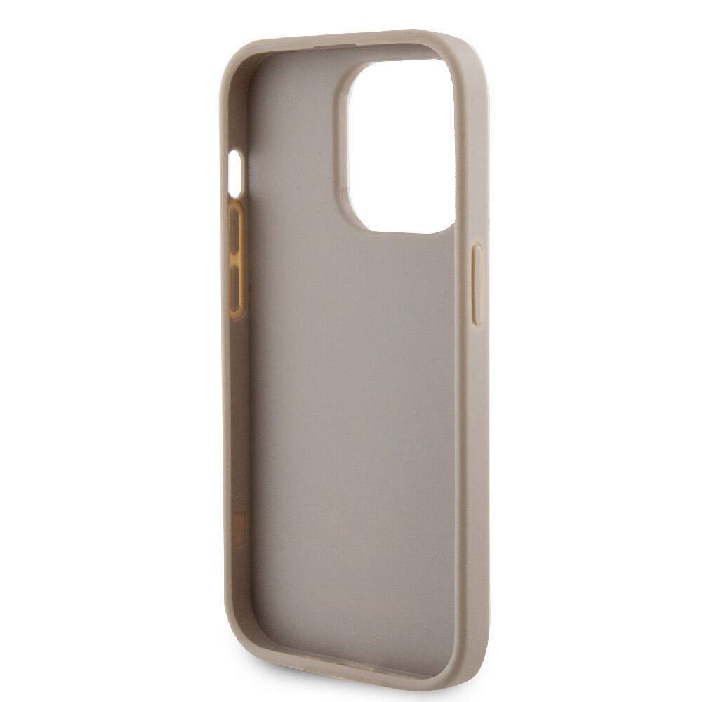 Apple iPhone 15 Pro Case Guess Original Licensed Leather 4G Metal Logo Strass Cover Gold